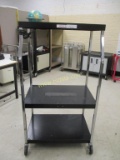 3 Tier Rolling Metal AV Cart w/ Power Strip.