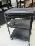 3 Tier Rolling Metal AV Cart w/ Keyboard Tray.