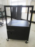 2 Tier Rolling Metal Door AV Cart.