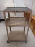 3 Tier Metal Rolling AV Cart w/ Power Strip.