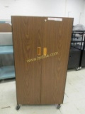 2 Door Rolling Metal& Wood Cabinet.