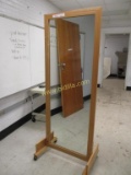 Wood Framed Mirror on Wheels.