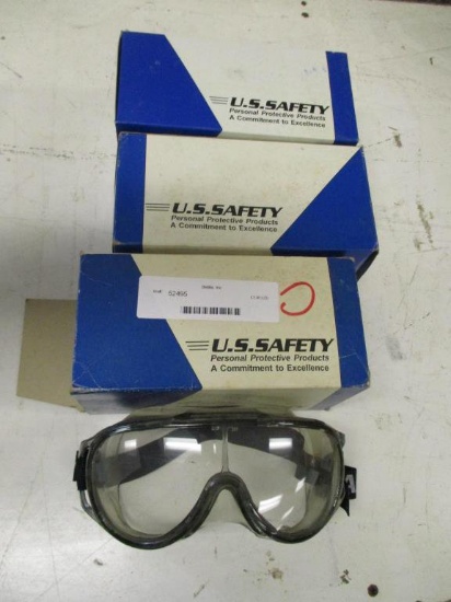 (3) US Safety Legend Safety Goggles.