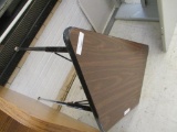 Wooden & Metal Trapezoid Table.