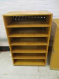 Wooden Rolling Storage Cabinet, 6 Compartment.