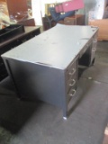 Wood and Metal 6 Drawer Desk