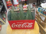 (6) Coca-Cola Bottles in Metal Bottle Holder