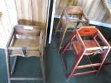 (3) Wood High Chairs.