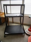 3 Tier Metal Rolling AV Cart w/ Power Strip.