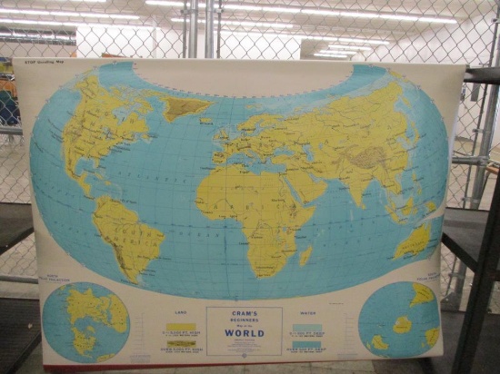 Cram's Beginners Map of World Roll Up Map.