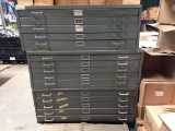 (3) 5 Drawer Metal Blueprint Holder Cabinets.