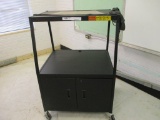 Metal 2 Tier/2 Door Rolling A/V Cart w/ Power Stri