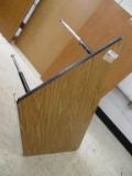 Metal & Wooden Trapezoid Table.