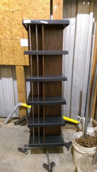 Wooden & Plastic 4 Sided 5 Shelf Spinner Rack