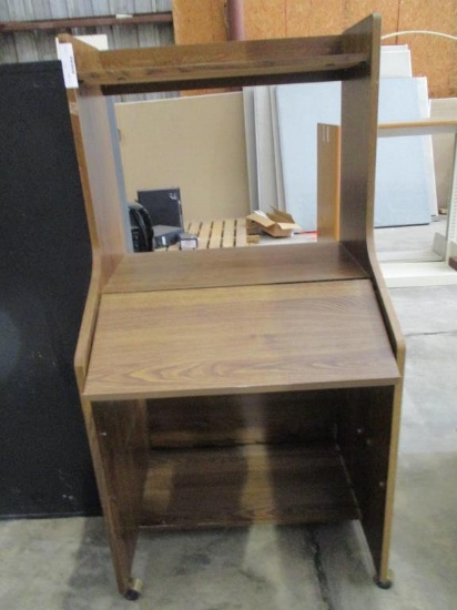 Wooden Rolling Computer Desk.