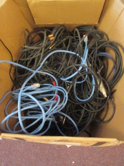 Box of Microphone Cables and Cat 5 Cables