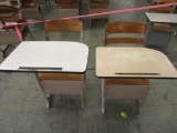 (2) Vintage Metal & Wood Student Combo Desks.