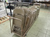 Metal Rolling Chair Cart w/ (32) Folding Chairs.