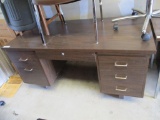 Wooden 6 Drawer Desk.