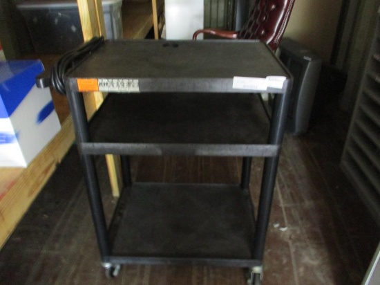 Plastic Rolling 3 Tier AV Cart w/ Power Strip.