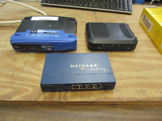 Linksys Router, Netgear Router, & Cisco Cable Mode