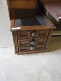 Wooden 2 Drawer End Table.