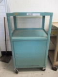 Metal Rolling 2 Tier 1 Door AV Cart.