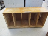 Wooden 5 Compartment Rolling Cabinet.