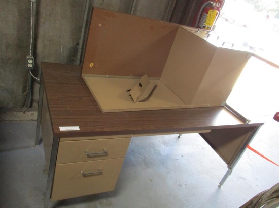 Metal & Wooden 5 Drawer Corner Desk.
