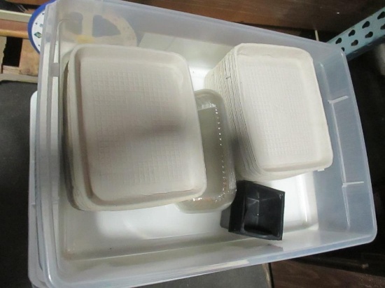 Box of (55) Paper Trays and (12) Plastic Lids