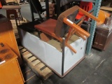 Wood and Metal Desk with Wood and Cloth Chair