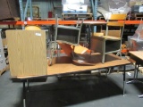 2 Metal and Wood Tables with 2 Vintage Desks