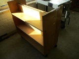 Wooden Rolling 3 Tier 2 Sided Media Center Cart.