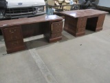 Wood 5 Drawer Desk with 4 Drawer Credenza