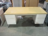 Wood and Metal 4 Drawer Desk