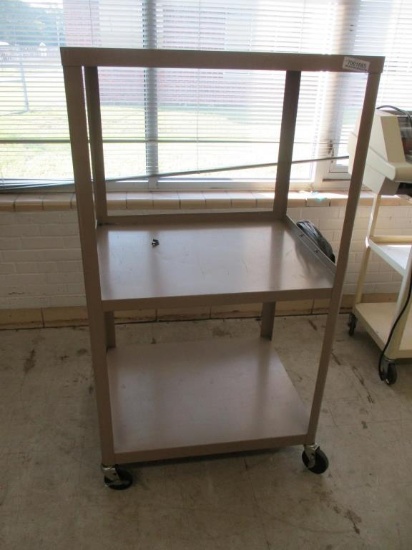 Metal Rolling 3 Tier ad Cart w/ Power Strip.