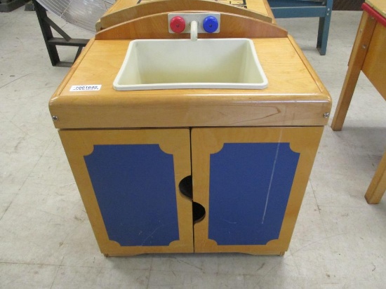 Wood Children's Play Sink Cabinet.