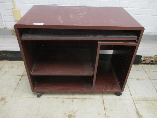 Wooden Rolling Computer Cart.