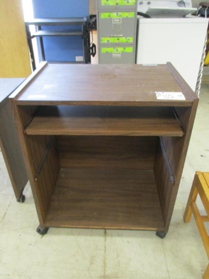 Wooden Rolling Computer Cart.