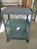 Metal Rolling 3 Tier ad Cart w/ Power Strip.