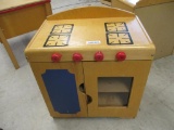 Wood Children's Play Stove Cabinet.