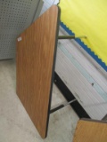 Metal & Wooden Trapezoid Table.