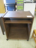 Wooden Rolling Computer Cart.