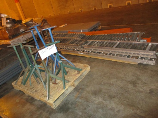 (8) Metal Roller Conveyor Sections w/ (11) Stands.