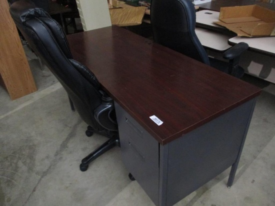 Metal and Wood 4 Drawer Desk with Office Chair