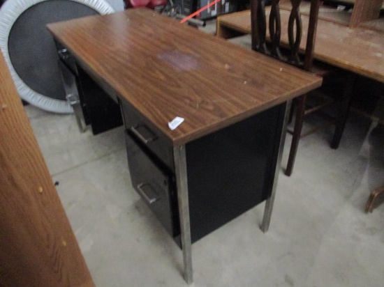 Metal and Wood 4 Drawer Desk