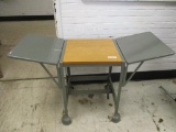 Metal & Wooden Rolling Cart w/ Fold up Sides.