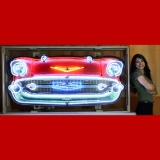 57 CHEVY GRILL NEON SIGN IN STEEL CAN--60