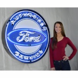 FORD SERVICE NEON SIGN IN STEEL CAN--36