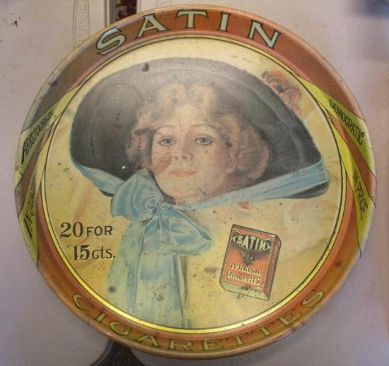 SATIN CIGARETTE ADVERTISING TRAY